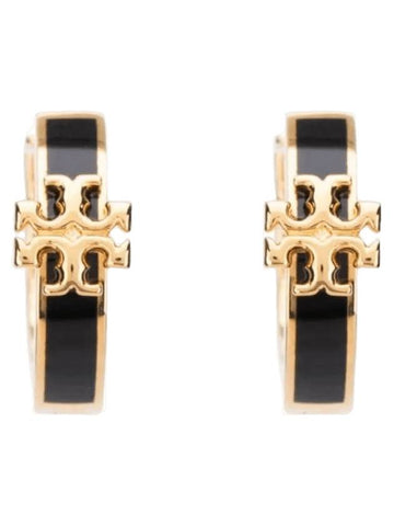 Women's Kira Huggie Hoop Earrings Black - TORY BURCH - BALAAN 1