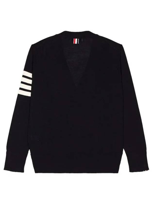 Men's Sustainable Classic Diagonal Wool Cardigan Black - THOM BROWNE - BALAAN 3