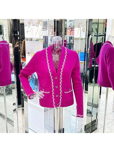 Cashmere cardigan 36 fuchsia pink 3ET2499 - CHANEL - BALAAN 1