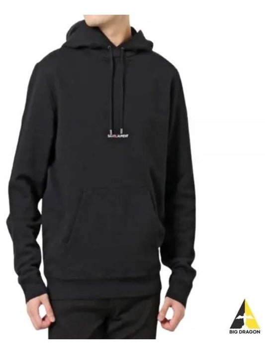 Men's Chest Small Logo Hoodie Black - SAINT LAURENT - BALAAN 2