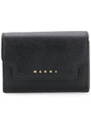 Saffiano Leather Trifold Half Wallet Black - MARNI - BALAAN 3