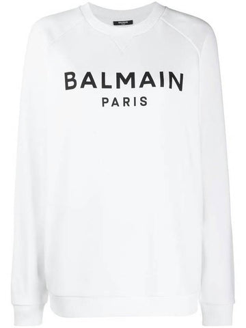 Print Logo Sweatshirt White - BALMAIN - BALAAN.