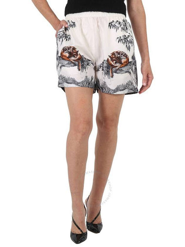 Burberry Ladies Deer Sketch Print Mulberry Silk Shorts, Brand Size 10 (US Size 8) - BURBERRY - BALAAN 1