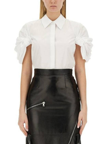 Ruffled Short Sleeve Shirt White - ALEXANDER MCQUEEN - BALAAN 1