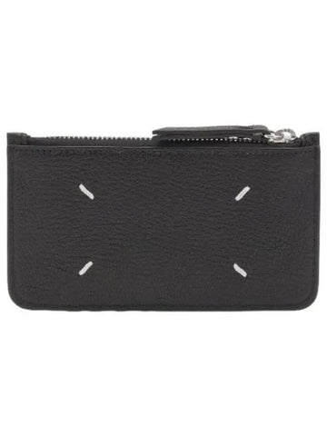 Stitched Card Holder Black Wallet - MAISON MARGIELA - BALAAN 1