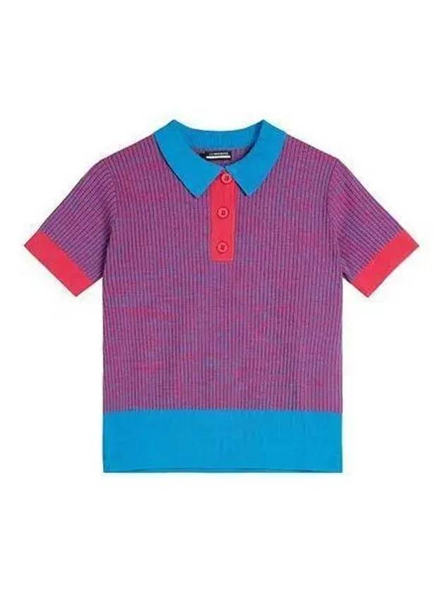 Women s Golf Vega O175 Collar Short Sleeve Knit Multi AWKW08425 - J.LINDEBERG - BALAAN 1