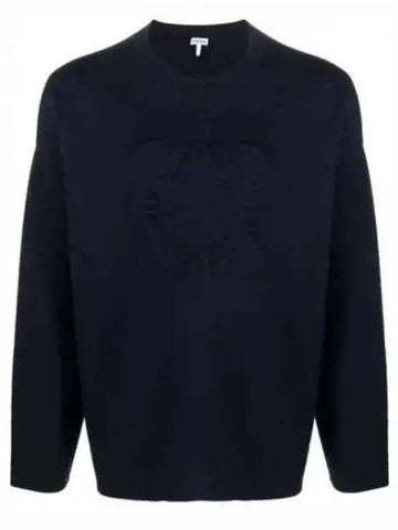 Debossed Anagram Wool Knit Top Navy - LOEWE - BALAAN 1