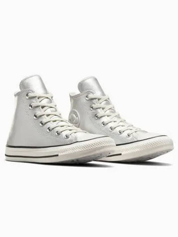 Chuck Taylor All Star Metallic Leather High Top Sneakers Silver - CONVERSE - BALAAN 1