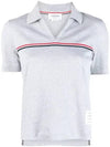 Three Stripes High Twist Rib Polo Shirt Grey - THOM BROWNE - BALAAN 3