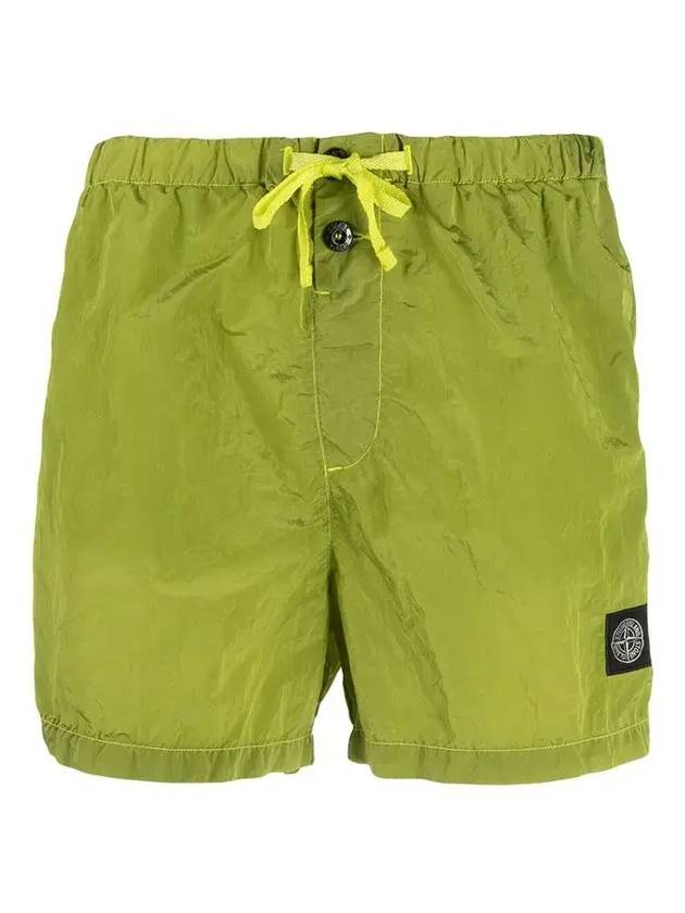 Logo Patch Nylon Metal Swim Shorts Lime - STONE ISLAND - BALAAN.