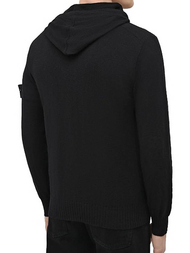 Wappen Patch Cotton Knit Zip Up Hoodie Black - STONE ISLAND - BALAAN 4