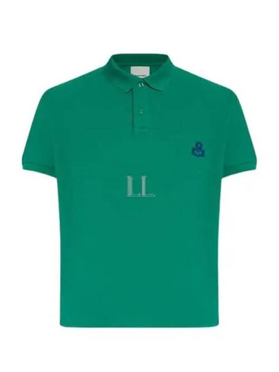 Afko Logo Cotton Polo Shirt Green - ISABEL MARANT - BALAAN 2