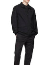 Men's Batavia Nylon Cotton Zip-Up Jacket Black - STONE ISLAND - BALAAN 6