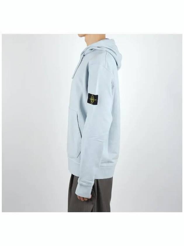 Logo Patch Cotton Fleece Hoodie Light Blue - STONE ISLAND - BALAAN 4