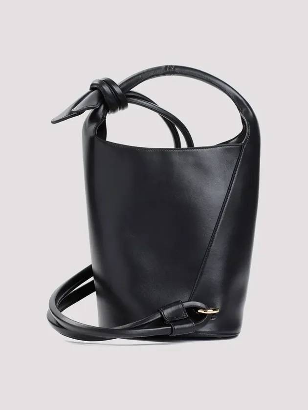 Le Petit Tourni Mini Knotted Leather Bucket Bag Black - JACQUEMUS - BALAAN 3