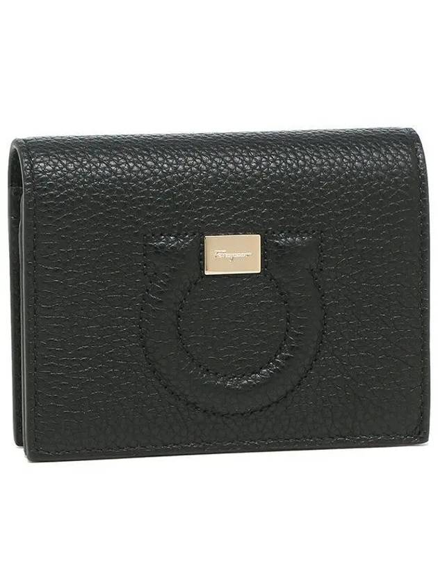 Gancini Logo Half Wallet Black - SALVATORE FERRAGAMO - BALAAN 2