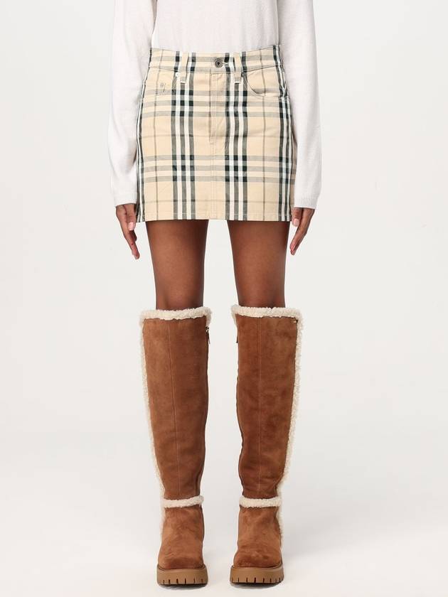 Check Denim Mini H-Line Skirt Grain - BURBERRY - BALAAN 2