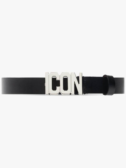 icon plaque silver leather belt black - DSQUARED2 - BALAAN 2