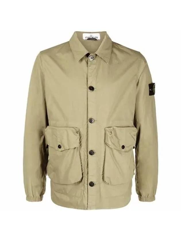 Wappen Patch Parachute Pocket Shirt Jacket Beige - STONE ISLAND - BALAAN 2