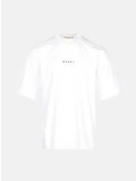 Men's Cotton Logo Print Short Sleeve T-Shirt White - MARNI - BALAAN 2