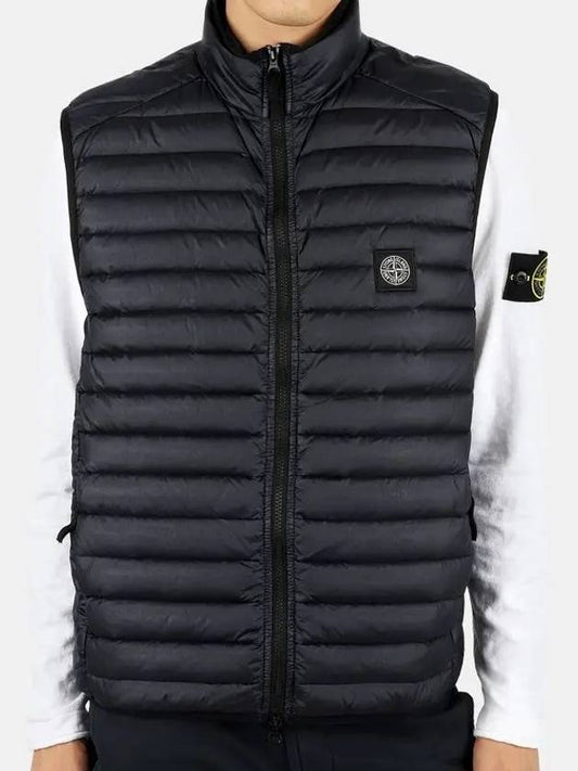 Loom Woven Chambers Nylon Down Vest Navy - STONE ISLAND - BALAAN 2