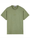 Micro Embroidered Logo Cotton Jersey Short Sleeve T-Shirt Sage Green - STONE ISLAND - BALAAN 2