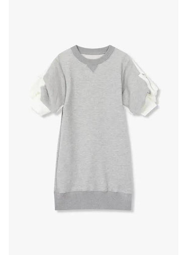 Women s Volume Sponge Sweatshirt One Piece Melange Gray - SACAI - BALAAN 1