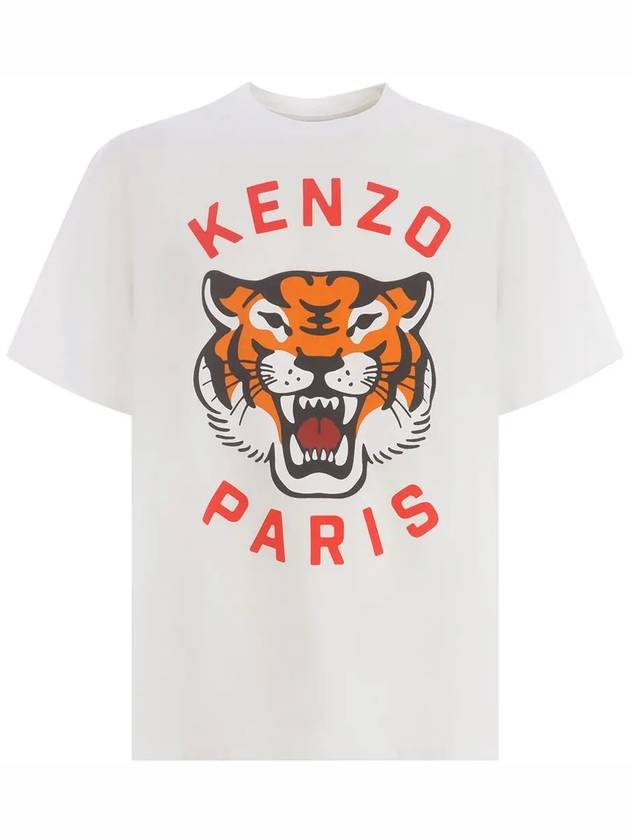 Lucky Tiger Logo Oversized T-Shirt White - KENZO - BALAAN 3