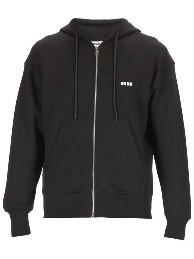 Micro Logo Cotton Zip Up Hoodie Black - MSGM - BALAAN 3