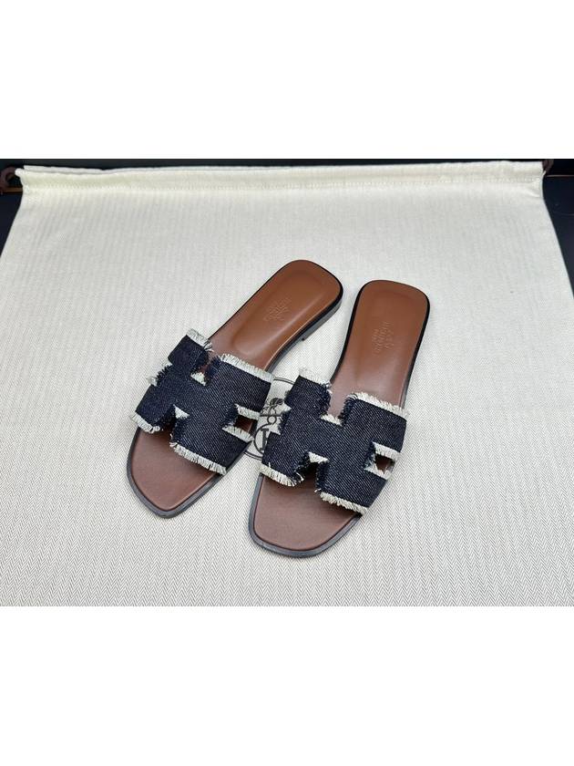 Oran Denim Sandals Blue - HERMES - BALAAN 2