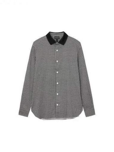 Men s patterned knit collar shirt dark khaki 271249 - EMPORIO ARMANI - BALAAN 1