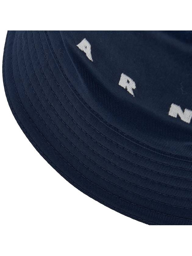 Embroidered Logo Cotton Bucket Hat Navy - MARNI - BALAAN 8