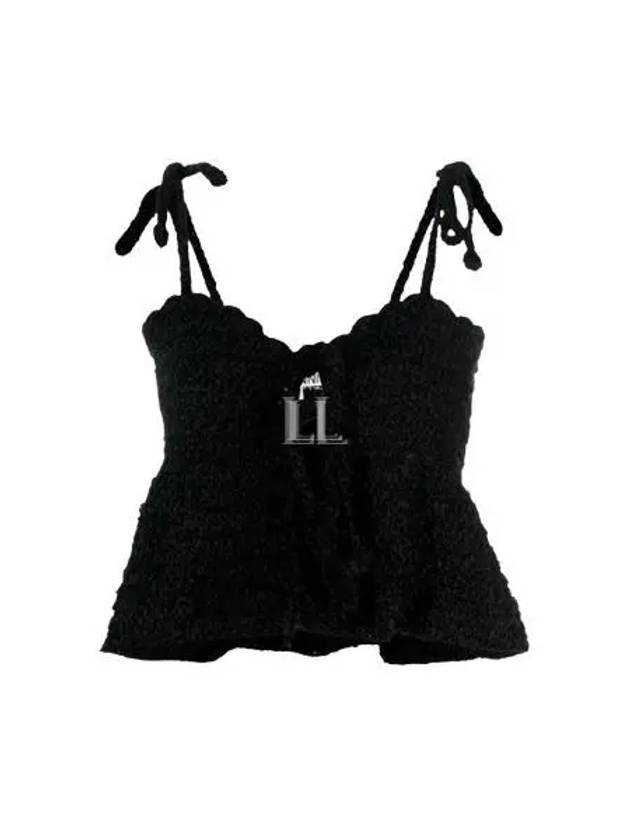 Crochet Velvet Peplum Sleeveless Black - GANNI - BALAAN 2