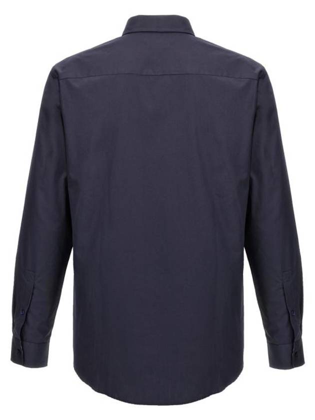 Slim Fit Cotton Long Sleeve Shirt Indigo - BURBERRY - BALAAN 3