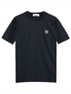 Pisato Effect Logo Patch Short Sleeve T-Shirt Navy - STONE ISLAND - BALAAN 2