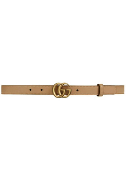 GG Marmont Double Buckle Thin Belt Brown - GUCCI - BALAAN 1