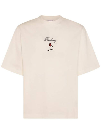 Rose Embroidered Logo Short Sleeve T-shirt White - BURBERRY - BALAAN 2