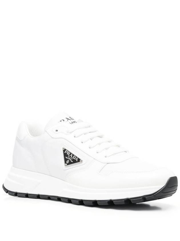 Prax 01 Re-Nylon Brushed Leather Low-Top Sneakers White - PRADA - BALAAN 3