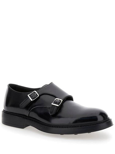 Black Monks Shoes With Double Buckle In Smooth Leather Man - DOUCAL'S - BALAAN 2