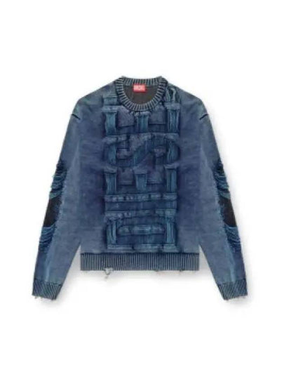 K Rottissimo Floating Yarn Logo Knit Top Blue - DIESEL - BALAAN 2