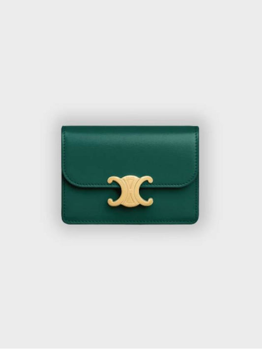 Flap Triomphe Card Wallet Shiny Calfskin Racing Green 10I583DPV 31RG - CELINE - BALAAN 1