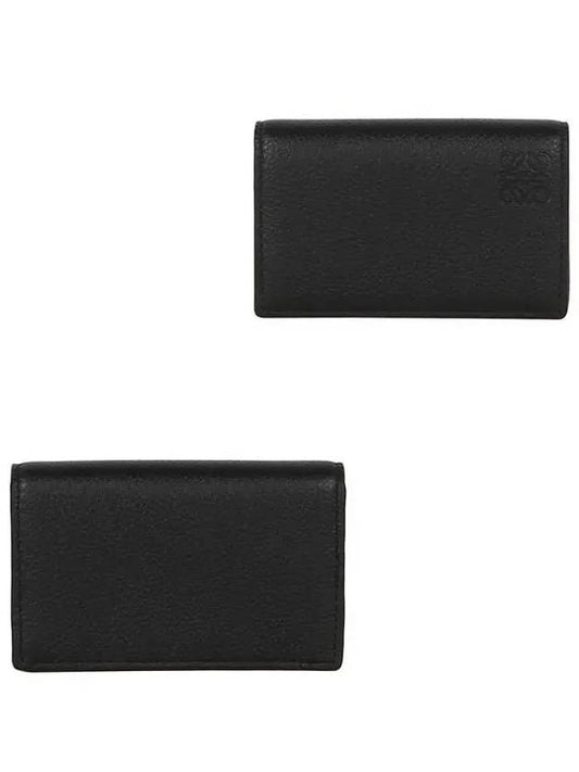 Logo Soft Grained Calfskin Card Wallet Black - LOEWE - BALAAN 2