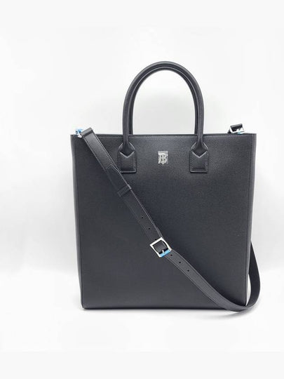 Monogram Motif Slim Leather Tote Bag Black - BURBERRY - BALAAN 2