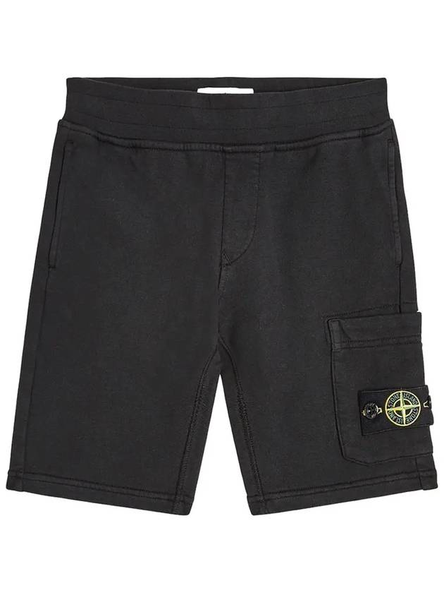 Kids Wappen Patch Fleece Shorts Black - STONE ISLAND - BALAAN 3