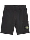 Kids Wappen Patch Fleece Shorts Black - STONE ISLAND - BALAAN 2