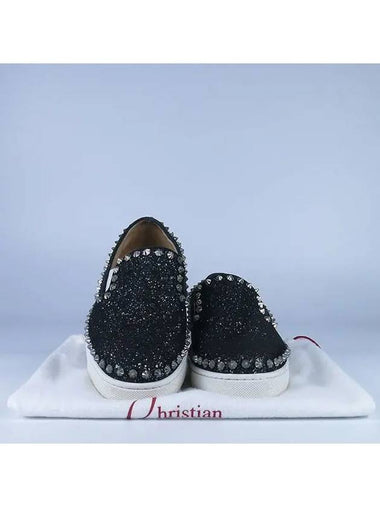 Studded Black Color Pik Boat Women s Slip Ons 210mm - CHRISTIAN LOUBOUTIN - BALAAN 1