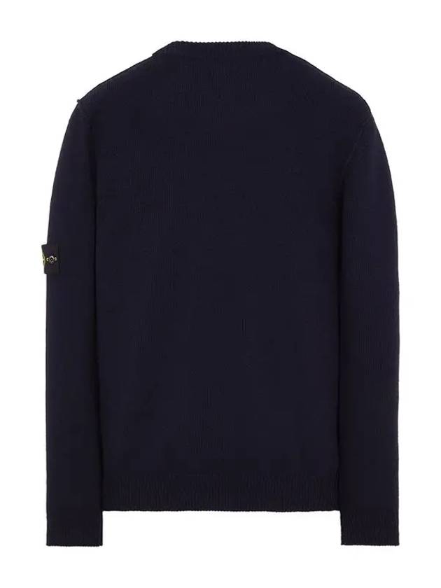 Logo Patch Lambswool Crewneck Knit Top Navy - STONE ISLAND - BALAAN 3