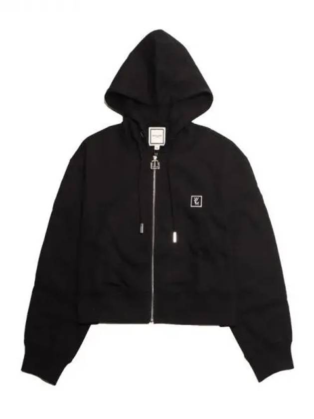 Back Logo Crop Zip-Up Hoodie Black - WOOYOUNGMI - BALAAN 1