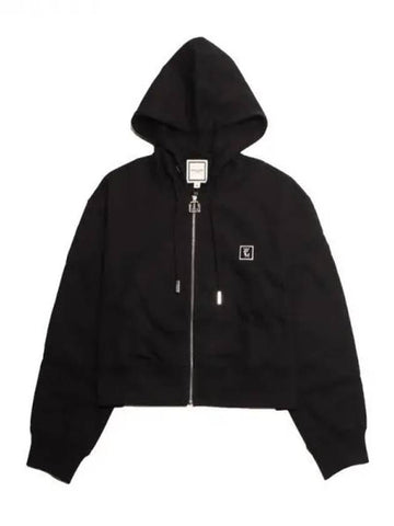 Back Logo Crop Zip-Up Hoodie Black - WOOYOUNGMI - BALAAN 1