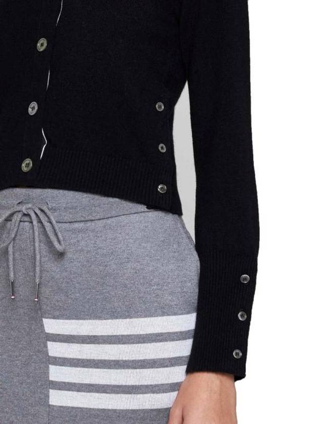 Crew Neck Cashmere Crop Cardigan Black - THOM BROWNE - BALAAN 6